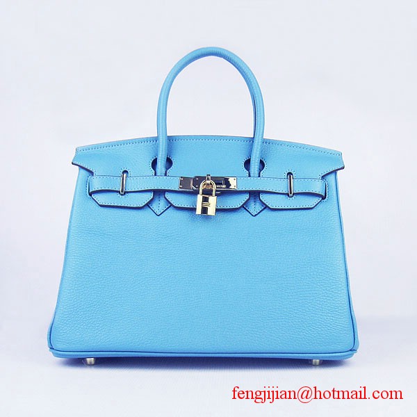 Hermes Birkin 30cm Togo Leather Bag Light Blue 6088